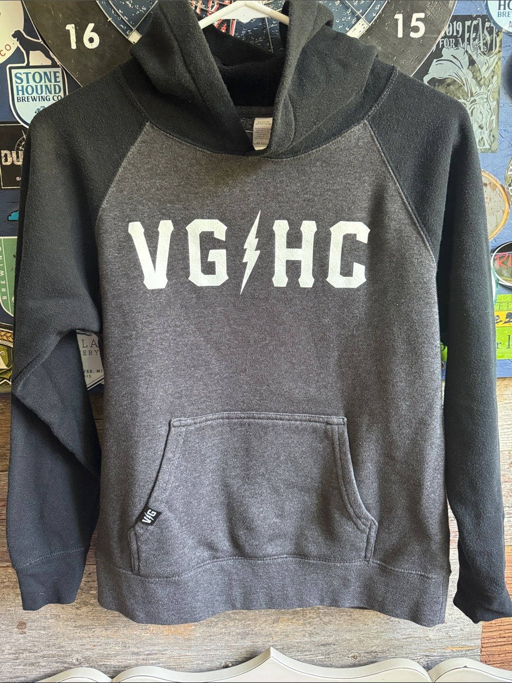 Youth Medium Violent Gentlemen Hockey Club Two-Tone Hoodie - Black & Charcoal